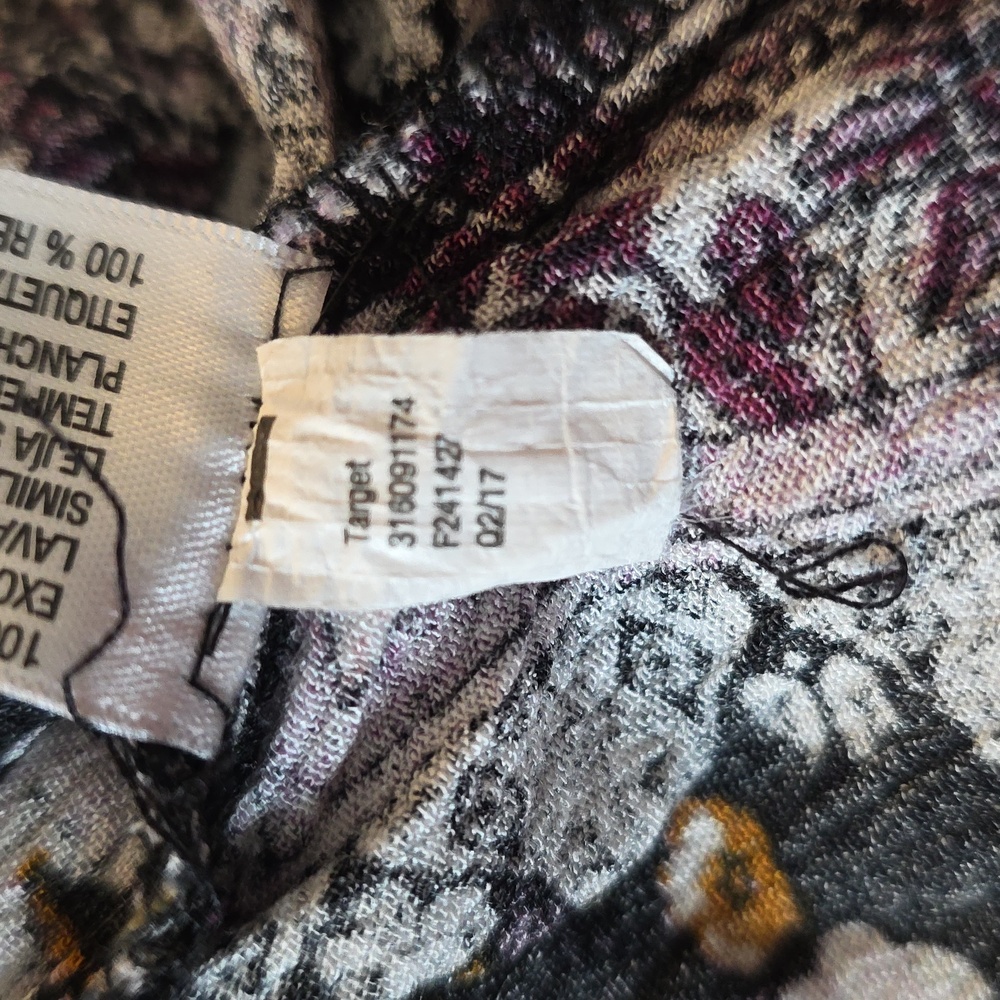 Knox Rose Purple and Black Patterned Tunic Dress Womens L Boho Western Flowy EUC - Picture 11 of 11